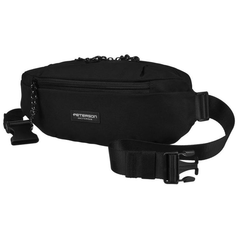 Saszetka na biodro, nerka, czarna, Peterson
