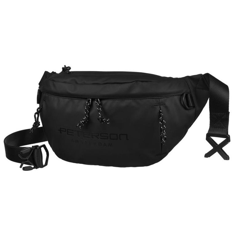 Saszetka na biodro, nerka, czarna, Peterson