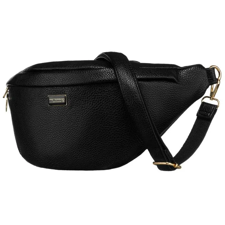 Saszetka na biodro, nerka, czarna, Peterson