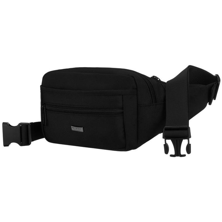 Saszetka na biodro, nerka, czarna, Peterson