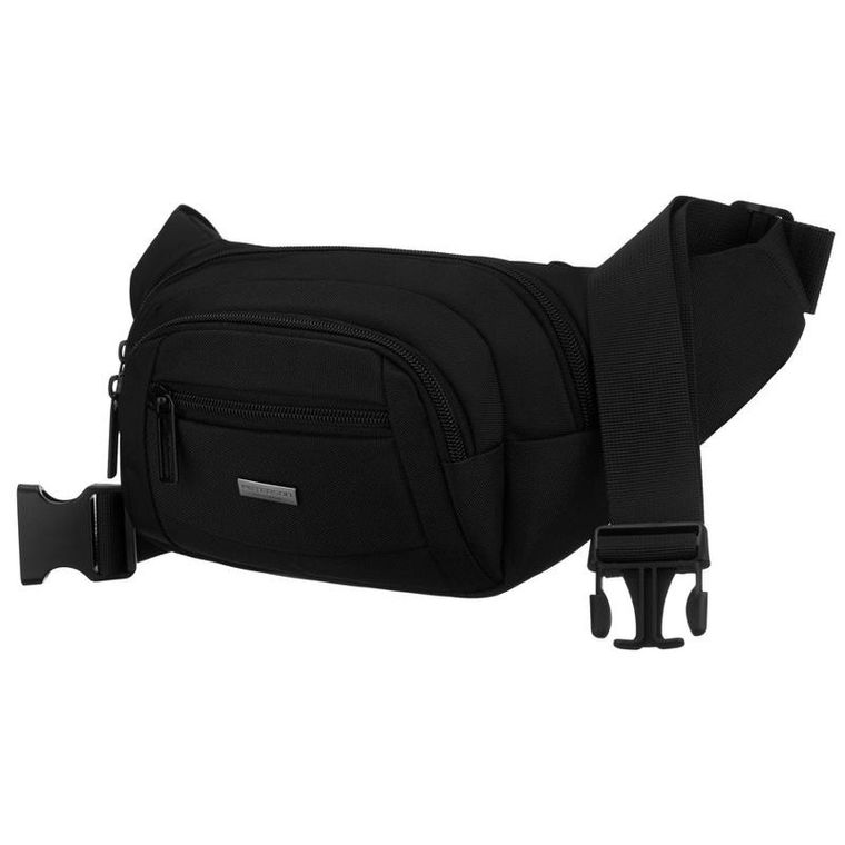 Saszetka na biodro, nerka, czarna, Peterson