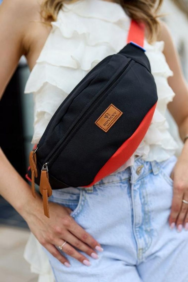 Saszetka na biodro, nerka, czarna, Rovicky