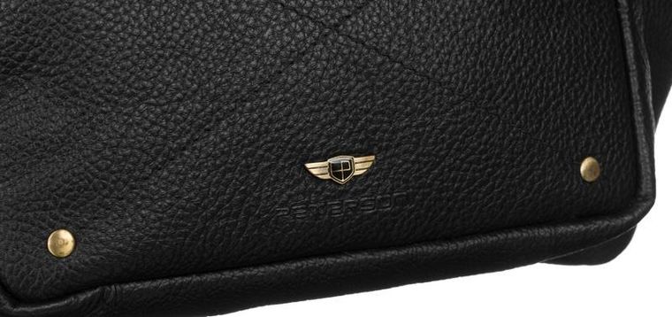 Saszetka na biodro, nerka, czarna, skórzana, Peterson