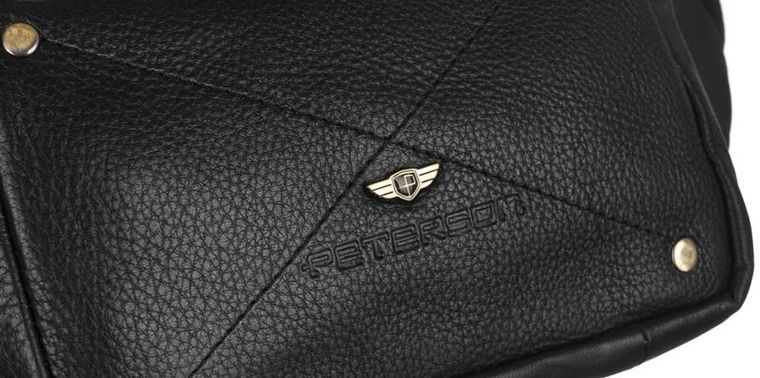 Saszetka na biodro, nerka, czarna, skórzana, Peterson
