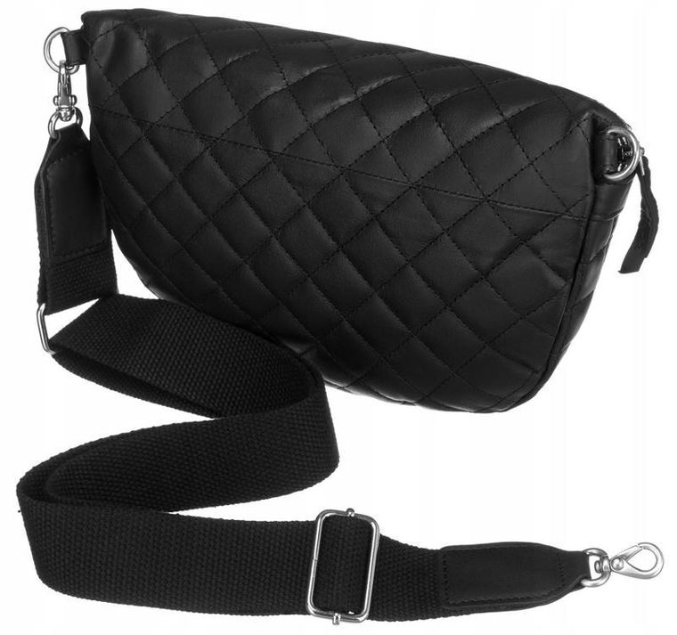 Saszetka na biodro, nerka, czarna, skórzana, Peterson