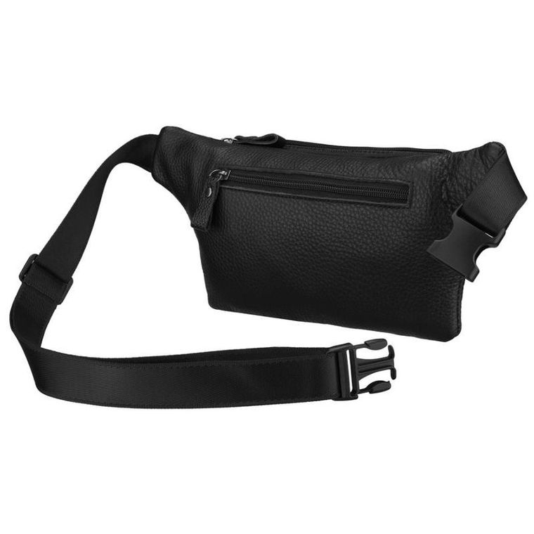 Saszetka na biodro, nerka, czarna, skórzana, Rovicky