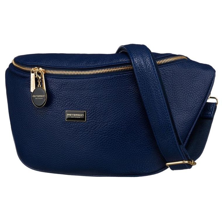 Saszetka na biodro, nerka, granatowa, Peterson