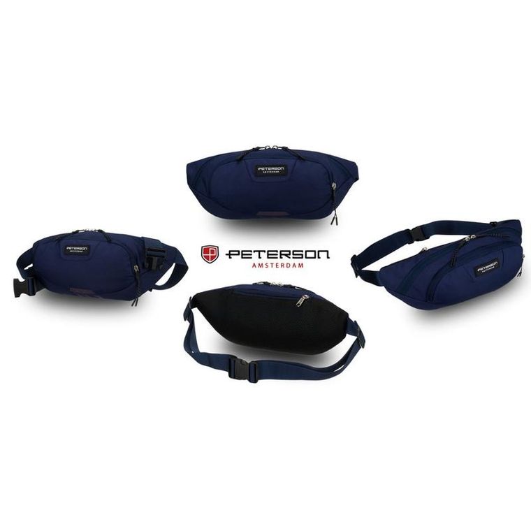 Saszetka na biodro, nerka, granatowa, Peterson