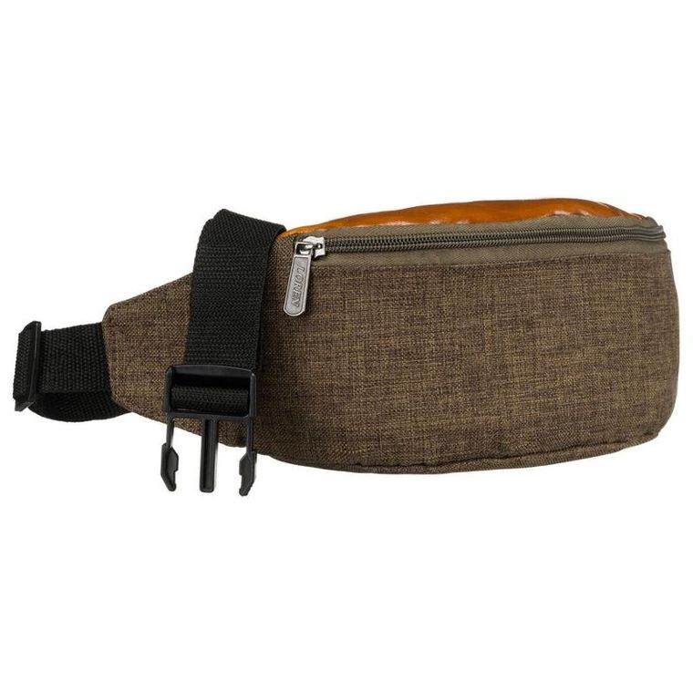 Saszetka na biodro, nerka, zielono-brązowa, Loren