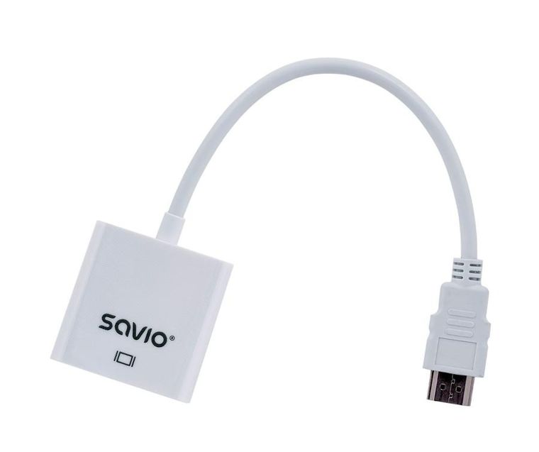 Savio, adapter, CL-27/B (HDMI M - D-Sub (VGA) F, 0,10m, biały