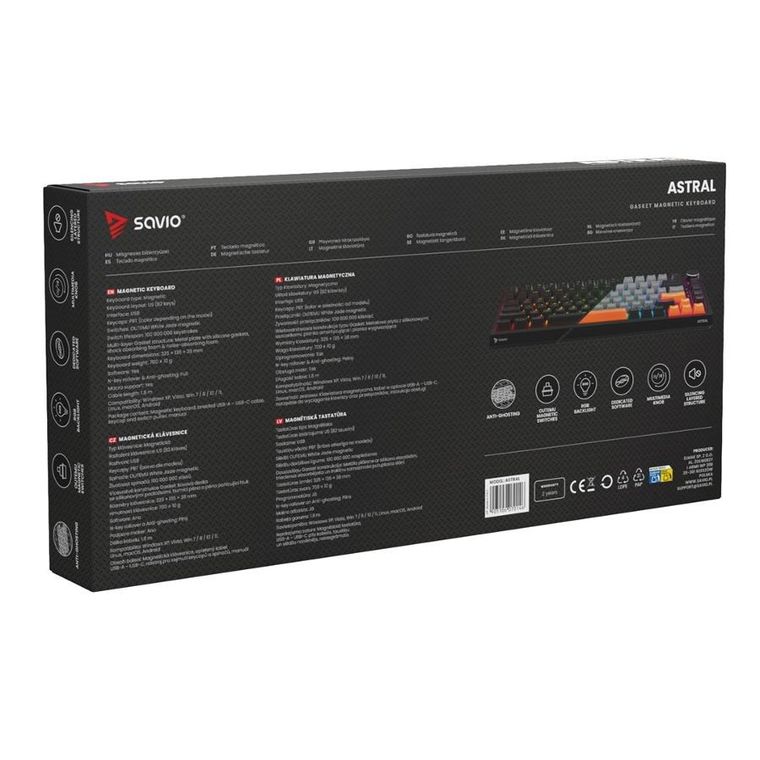 Savio, Astral, klawiatura magnetyczna, black, outemu, white, jade, RGB