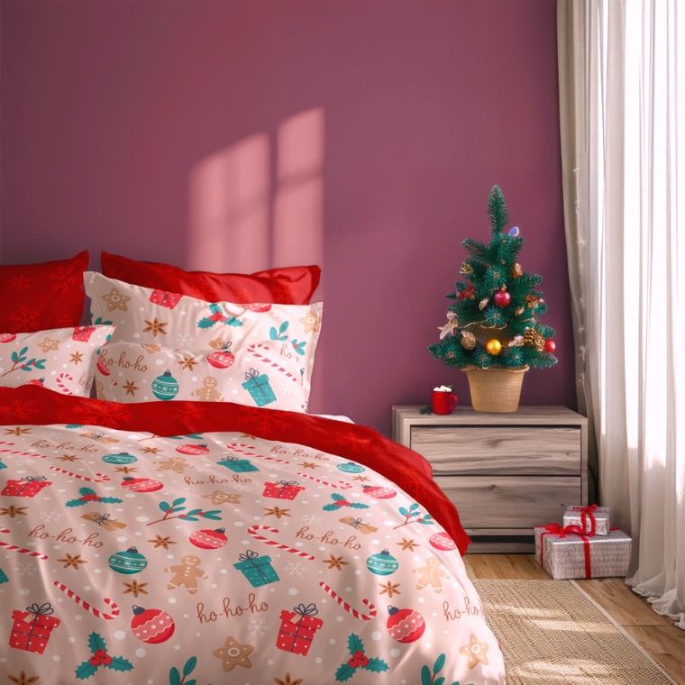 Scandic, Ho-ho-ho, 3-częściowy komplet pościeli, bawełna, 160-200 cm