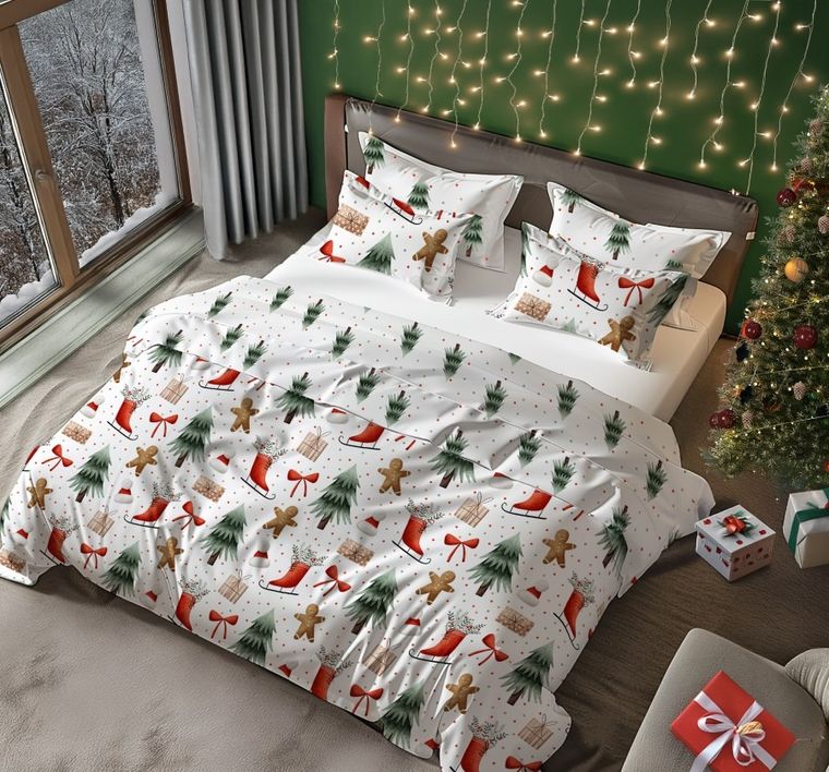 Scandic, Zimowy Czas, 3-częściowy komplet pościeli, bawełna, 160-200 cm