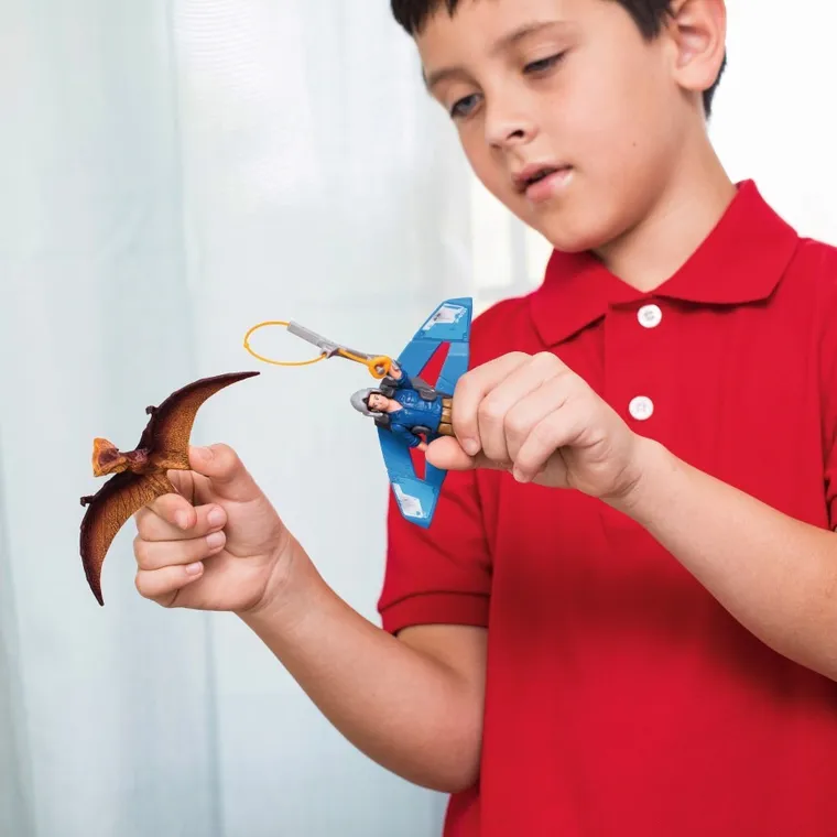 Schleich, Dinosaurs, Pościg z plecakiem odrzutowym, zestaw, 41467