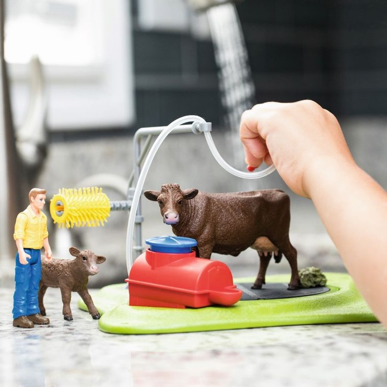 Schleich, Farm World, myjnia szczęśliwych krów, zestaw, 42529