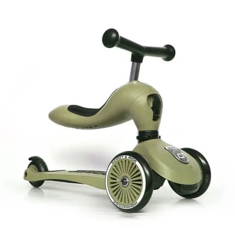 Scoot & Ride, Highwaykick 1, jeździk i hulajnoga 2w1, olive