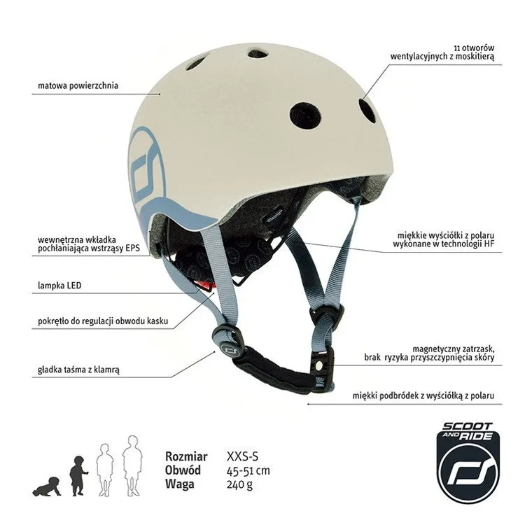 Scoot & Ride, kask, Ash, rozmiar XXS-S