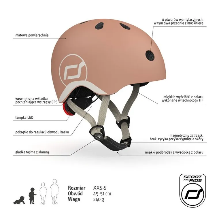 Scoot & Ride, kask, Mocha, rozmiar XXS-S