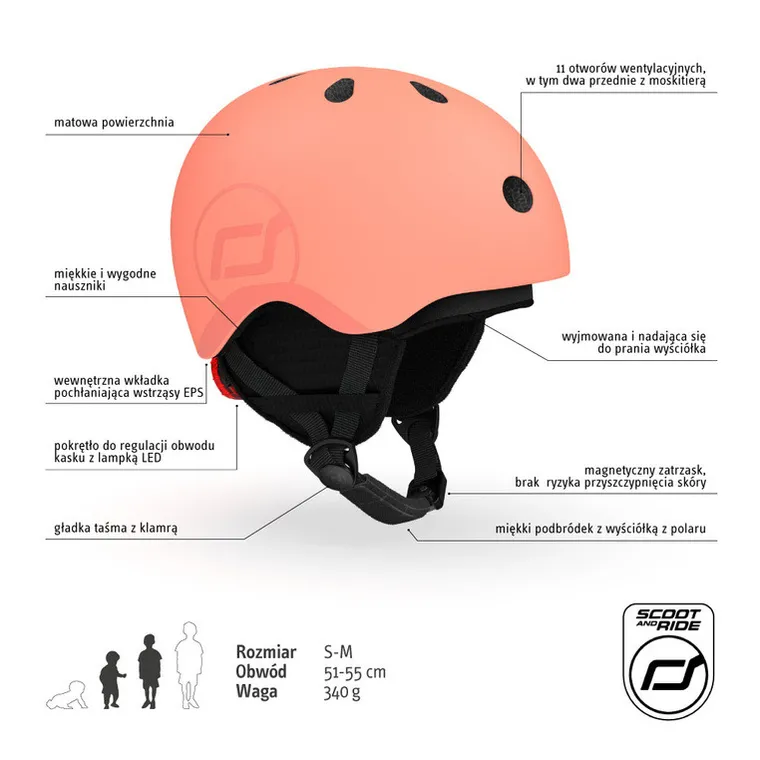 Scoot & Ride, kask narciarski, Peach, rozmiar S-M