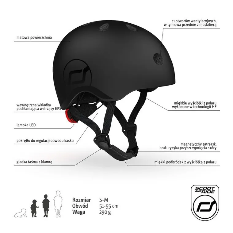 Scoot & Ride, kask ochronny, black, rozmiar 51-55 cm