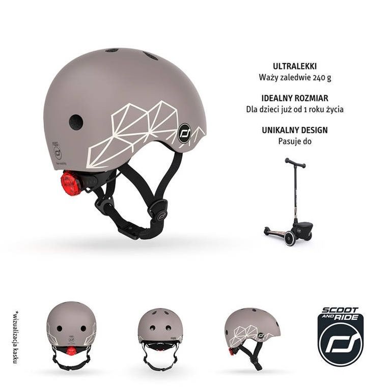 Scoot & Ride, kask ochronny, Brown Lines, rozmiar 45-51 cm