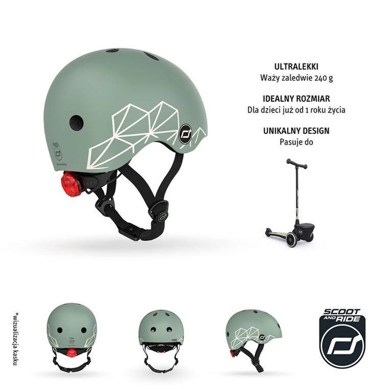 Scoot & Ride, kask ochronny, Green Lines, rozmiar 45-51 cm