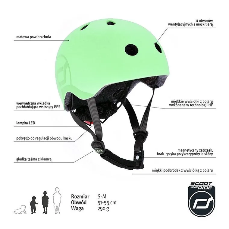 Scoot & Ride, kask ochronny, Kiwi, rozmiar 51-55 cm