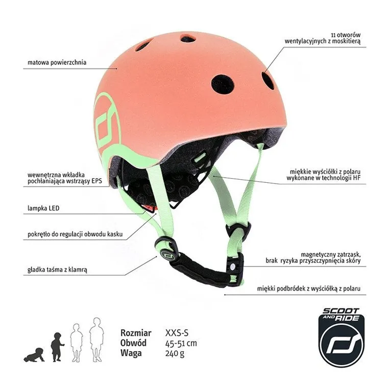 Scoot & Ride, kask ochronny, Peach, rozmiar 45-51 cm