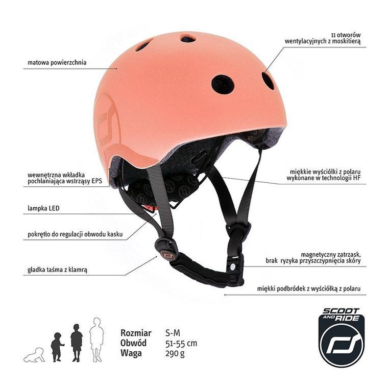 Scoot & Ride, kask ochronny, Peach, rozmiar 51-55 cm
