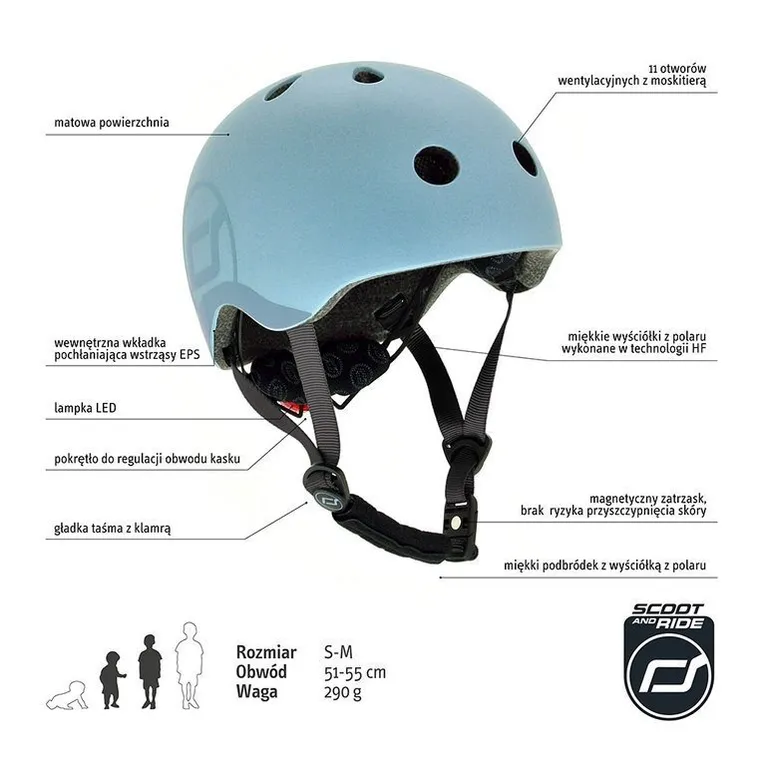 Scoot & Ride, kask ochronny, Steel, rozmiar 51-55 cm