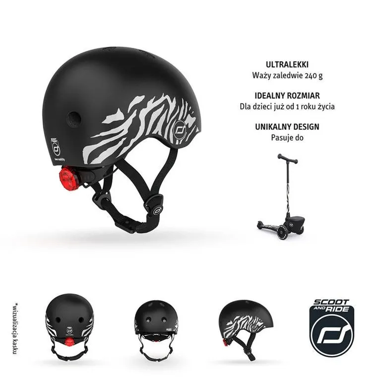 Scoot & Ride, kask ochronny, Zebra, rozmiar 45-51 cm