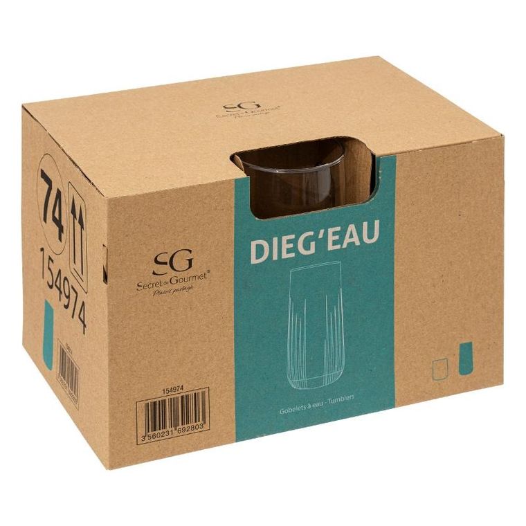 Secret De Gourmet, Dieg'eau, szklanki wysokie, 360 ml, 6 szt.