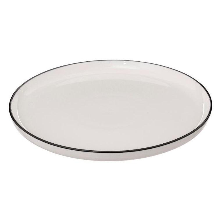 Secret de Gourmet, talerze obiadowe porcelanow, Alix, czarna obwódka, średnica 27 cm, 6 szt.