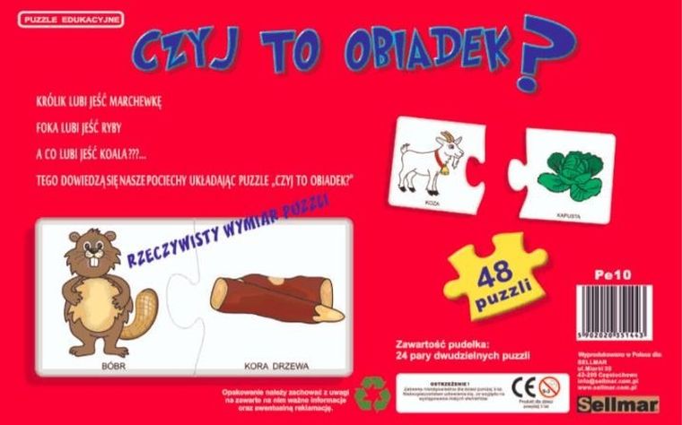 Sellmar, Czyj to obiadek? puzzle edukacyjne, 48 elementów
