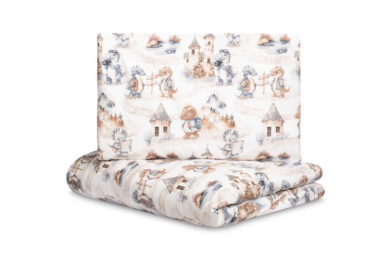 Sensillo, 2-częściowy komplet pościeli, smoki, jeans, 100-135 cm