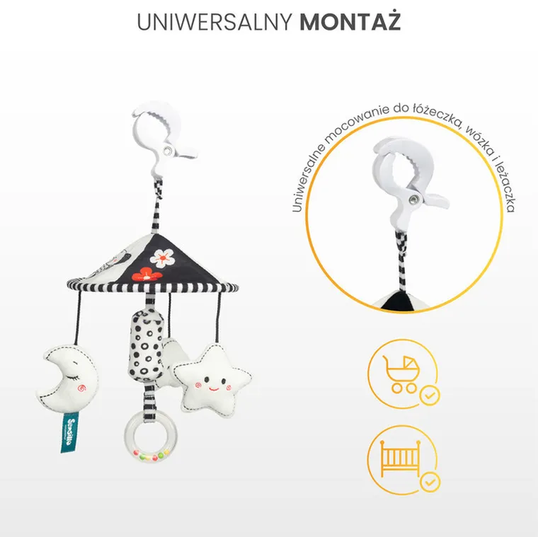 Sensillo, Black&White, karuzela do wózka, gwiazdka