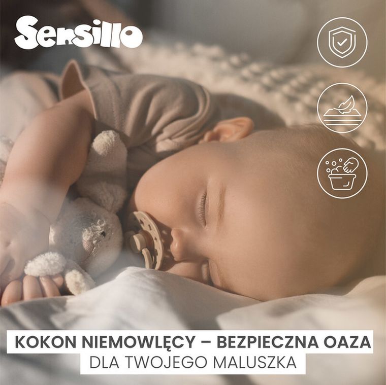 Sensillo, Gałązka, gniazdko niemowlęce, kokon, muślin, zielony, 80-45 cm