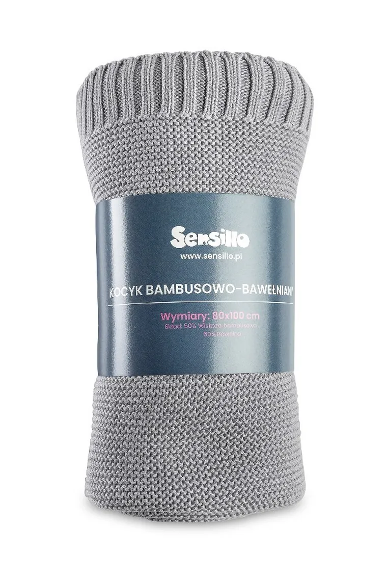 Sensillo, koc bambusowo-bawełniany, szary, 80-100 cm