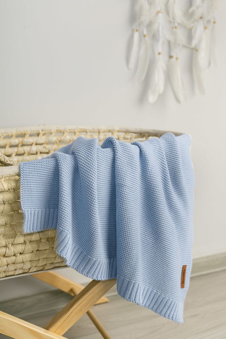 Sensillo, kocyk bambusowo-bawełniany, baby blue, 80-100 cm