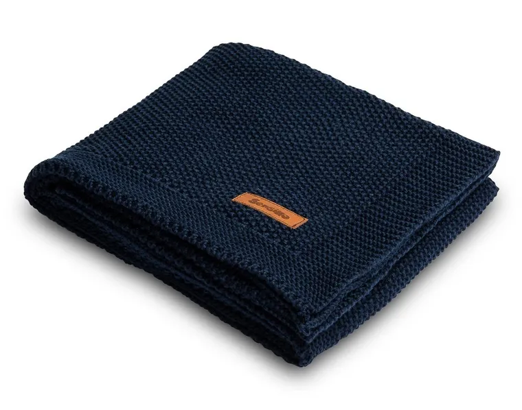 Sensillo, kocyk dziergany, bawełniany, granatowy, 100-80 cm