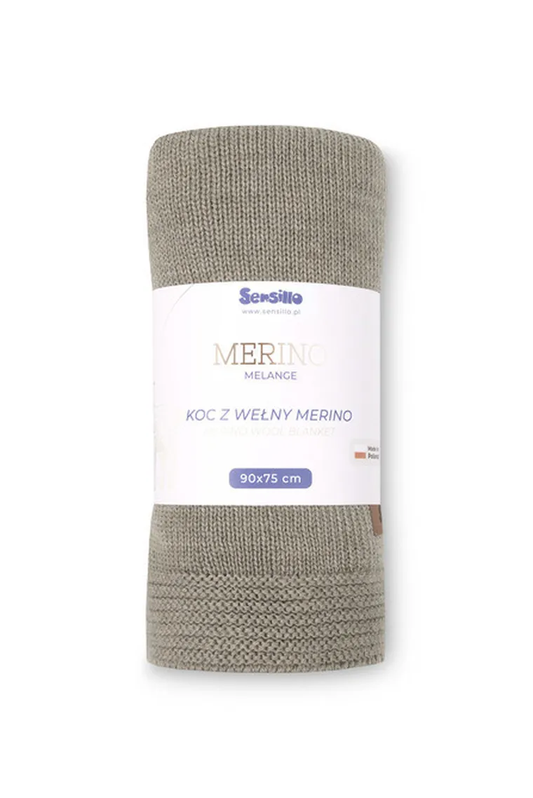 Sensillo, kocyk z wełny merino, dark beige, 75-90 cm