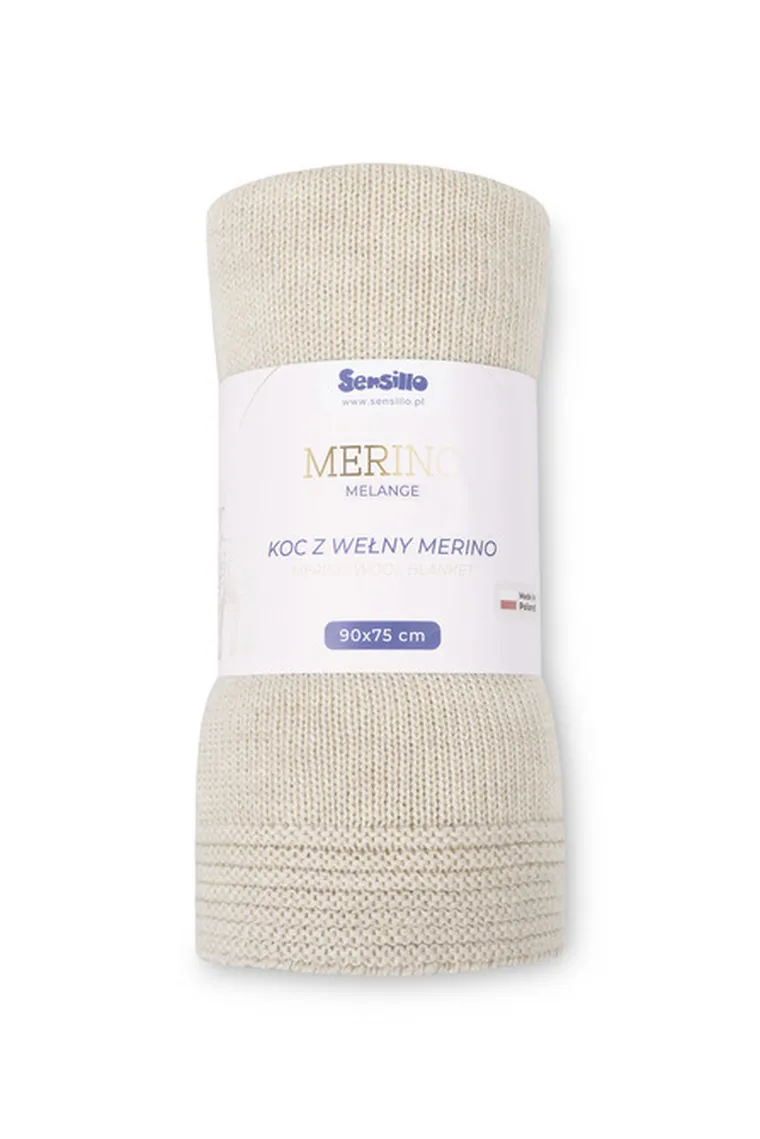 Sensillo, kocyk z wełny merino, light beige, 75-90 cm