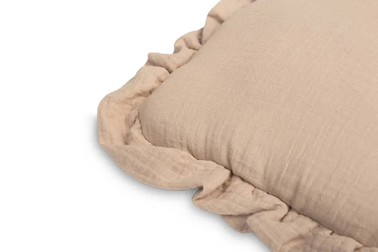 Sensillo, komplet do wózka z falbanką, muślinowy, beżowy