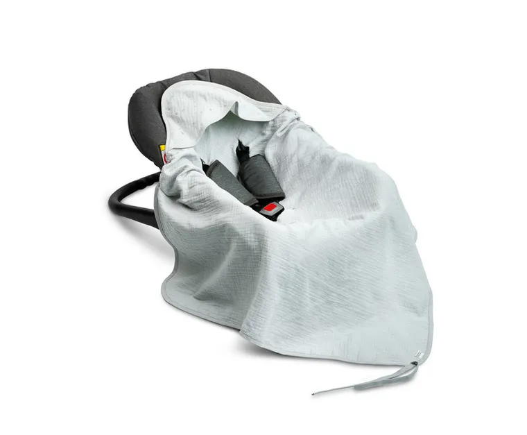 Sensillo, otulacz do fotelika, muślin, szary, 75-75 cm