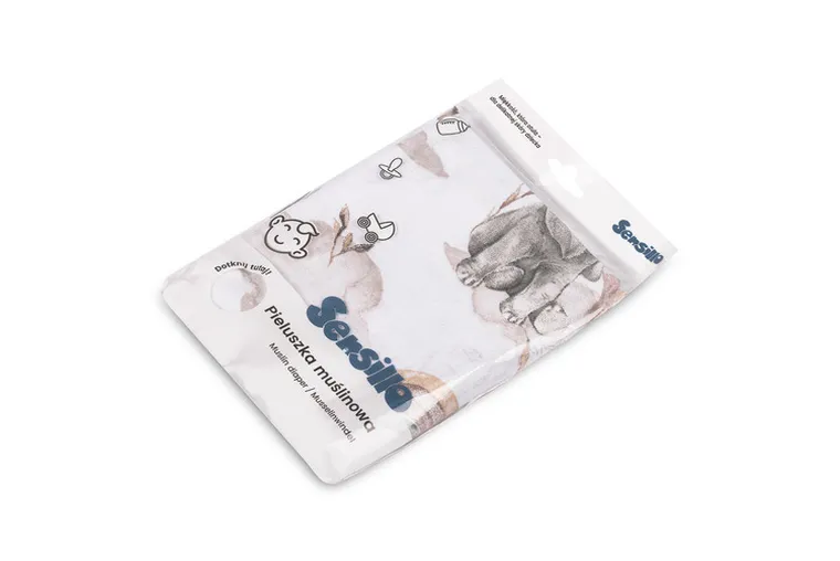 Sensillo, otulacz muślinowy, słonik, 120-120 cm