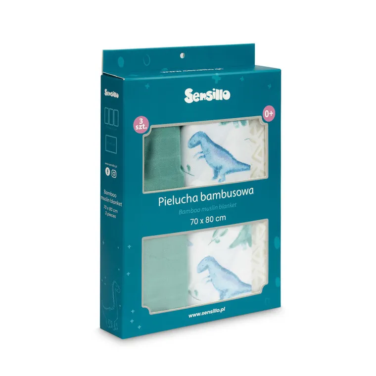 Sensillo, pielucha bambusowa, dino, 70-80 cm, 3 szt.