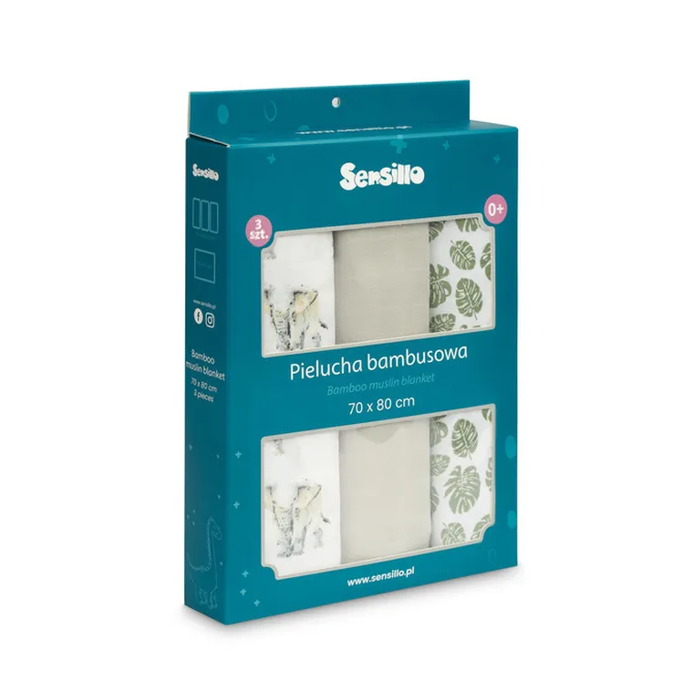 Sensillo, pielucha bambusowa, słonik, 70-80 cm, 3 szt.