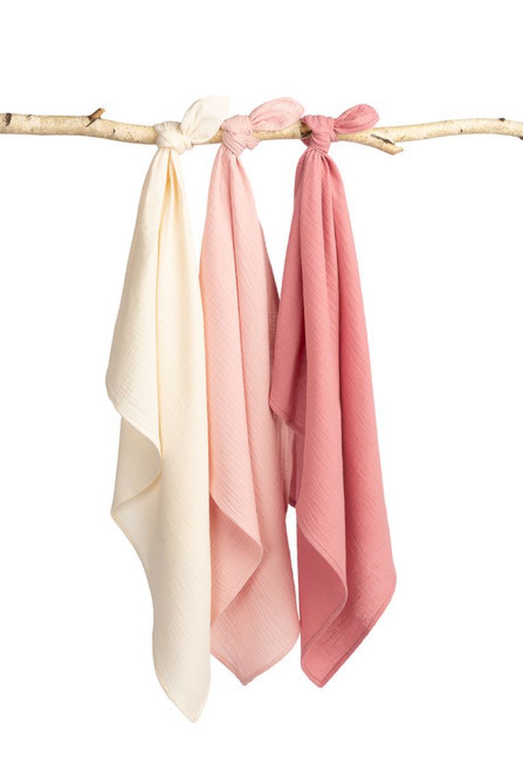 Sensillo, pielucha muślinowa, jednolita, różowa, 60-80 cm, 3 szt.