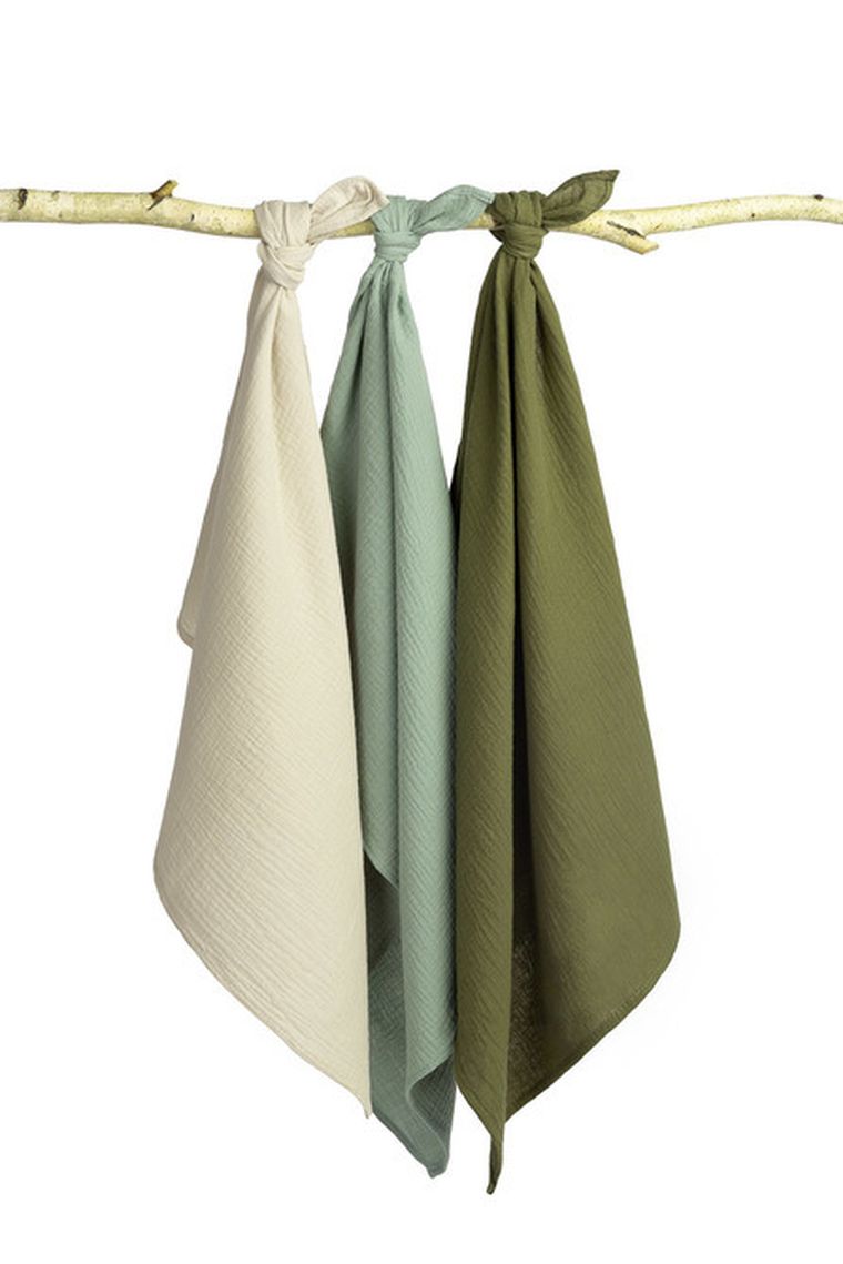 Sensillo, pielucha muślinowa, jednolita, zielona, 60-80 cm, 3 szt.