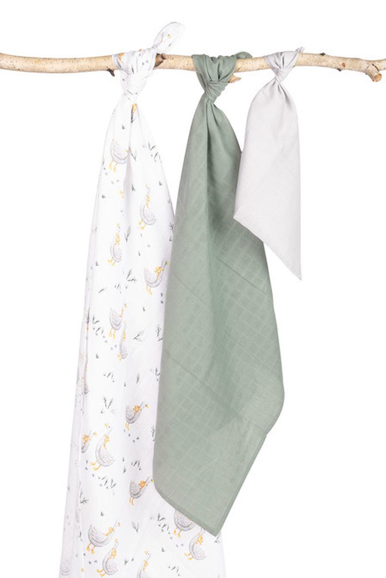 Sensillo, pieluchy muślinowe, gęś, 38-38 cm, 60-80 cm, 120-120 cm, 3 szt.
